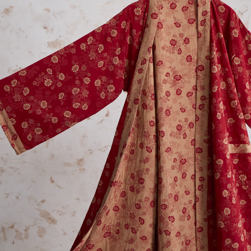 Retro Flower Cotton Gauze Kimono Robe - image 3