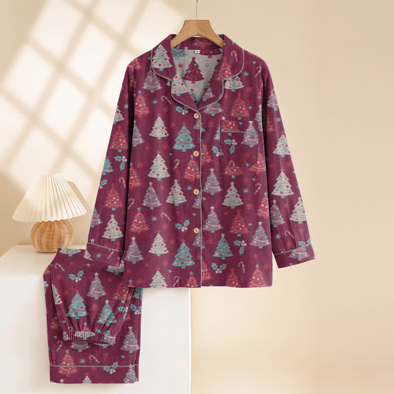 Christmas Tree Cotton Gauze Loungewear Set - image 13