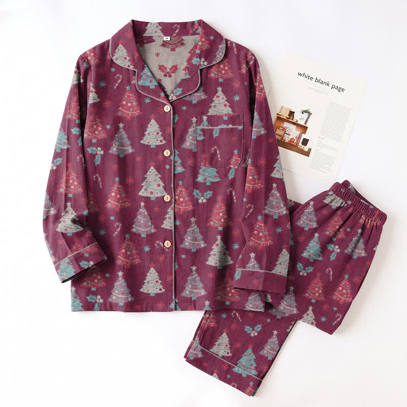 Christmas Tree Cotton Gauze Loungewear Set - image 14
