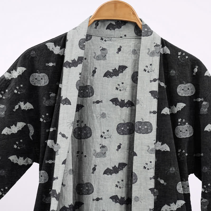 Halloween Pumpkin Bat Cotton Kimono Robe - image 2
