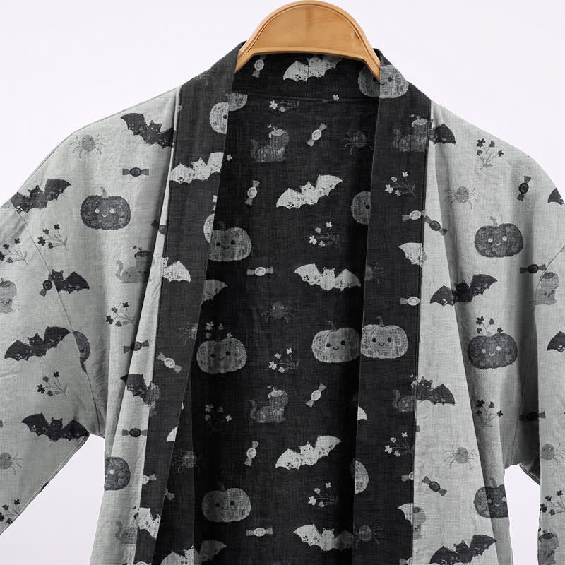 Halloween Pumpkin Bat Cotton Kimono Robe - image 7