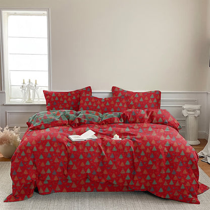 Festive Christmas Tree Cotton Bedding Set - image 5