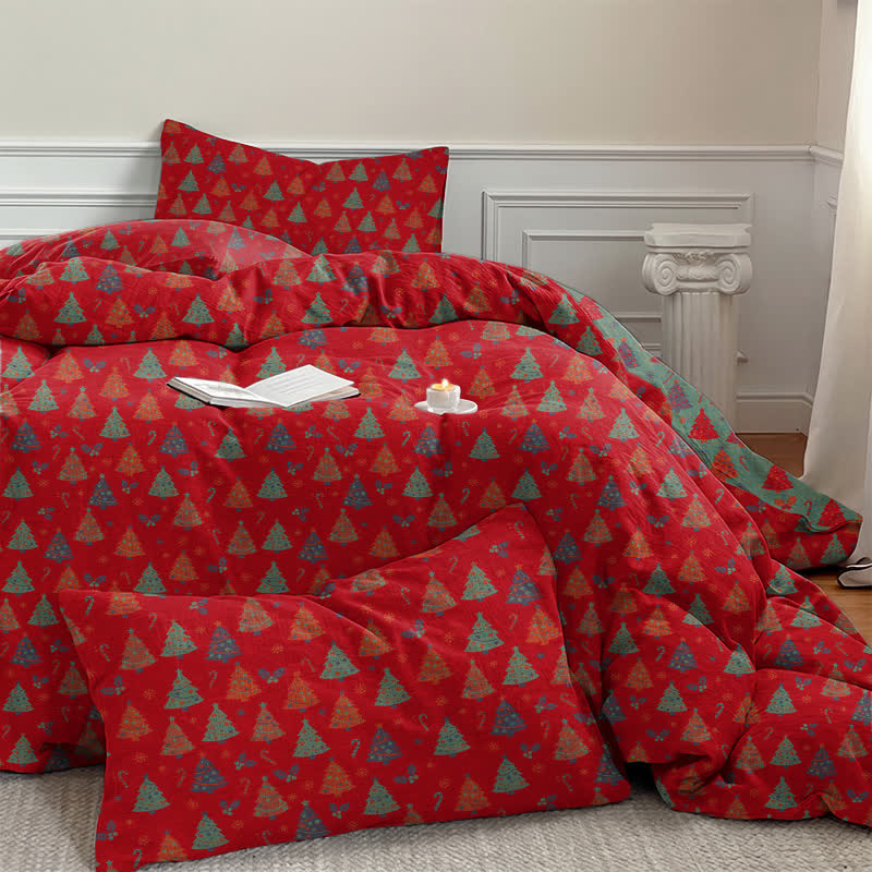 Festive Christmas Tree Cotton Bedding Set - image 4