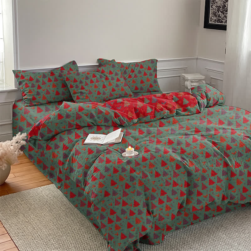 Festive Christmas Tree Cotton Bedding Set - image 9