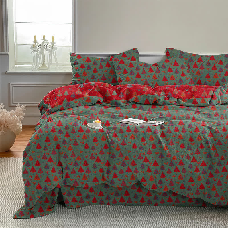 Festive Christmas Tree Cotton Bedding Set - image 10
