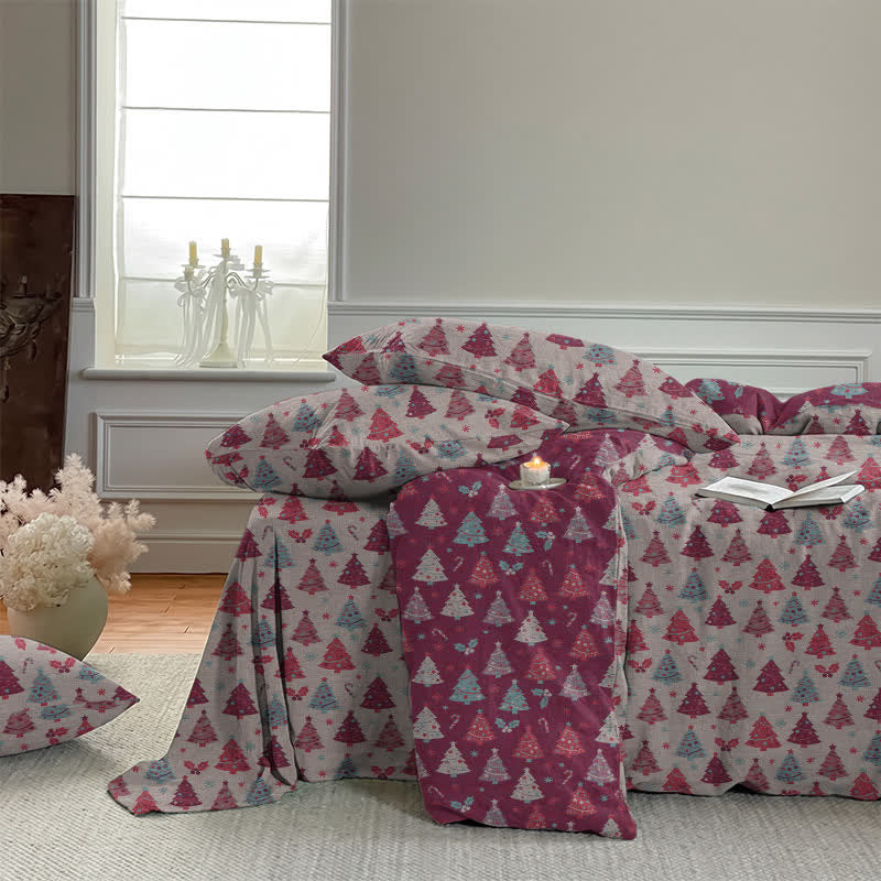 Festive Christmas Tree Cotton Bedding Set - image 30