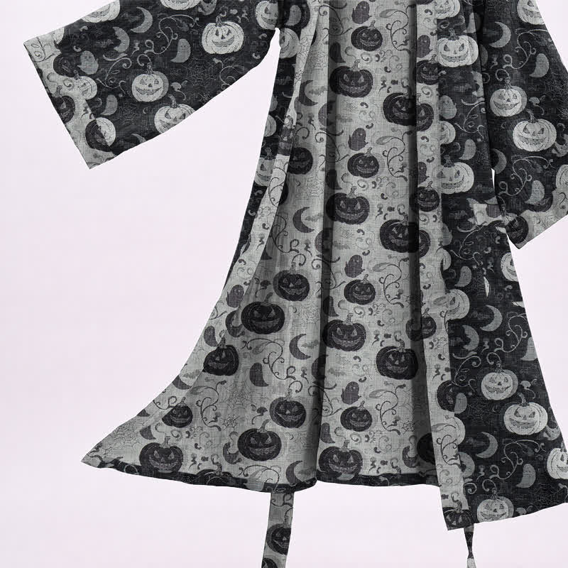 Halloween Pumpkin Moon Cotton Kimono Robe - image 3