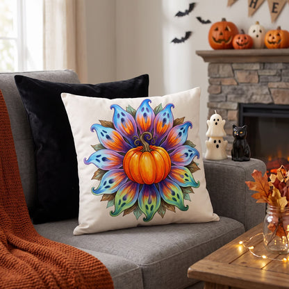 Halloween Pumpkin Flower Throw Pillow Cover - Cover + Insert - 2PCS - 18" x 18" - image 0