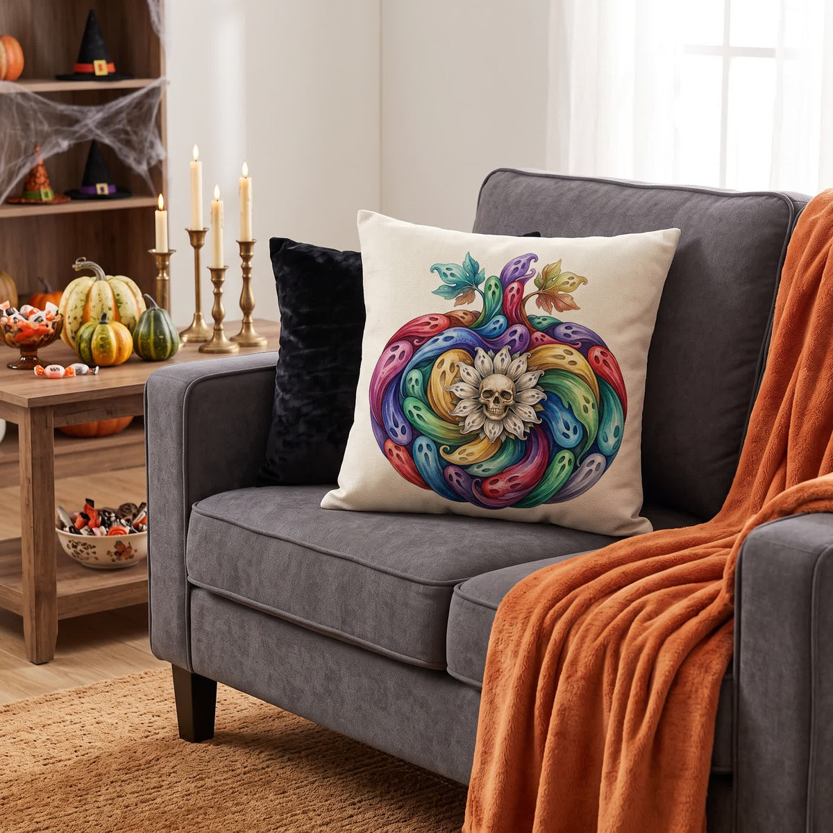 Rainbow Ghost Pumpkin Halloween  Pillow Cover - image 2