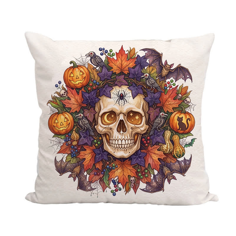 Vintage Gothic Halloween Skull Throw Pillow Cover - image 3