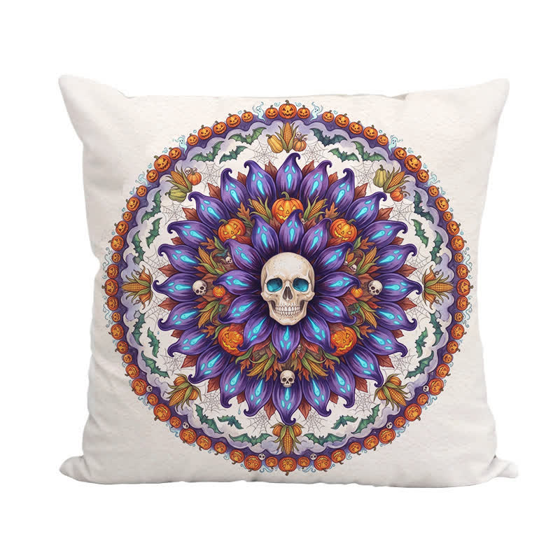 Halloween Gothic Skull Mandala Throw Pillow Cover - image 3