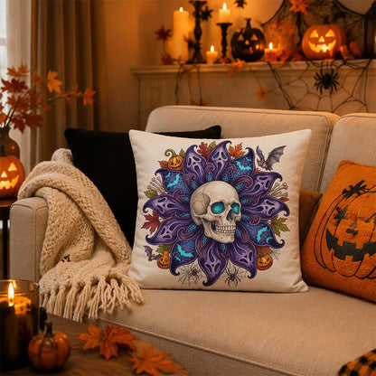 Nightfall Ghost Petal Skull Throw Pillow Cover - Cover + Insert - 2PCS - 18" x 18" - image 0