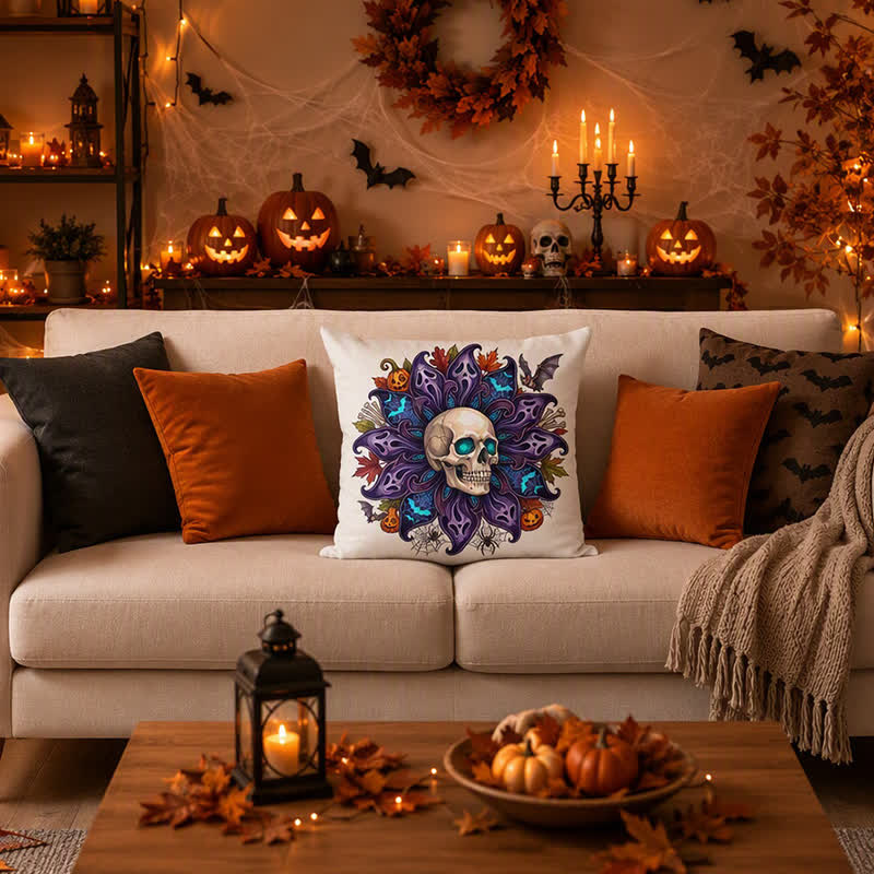 Nightfall Ghost Petal Skull Throw Pillow Cover - image 3