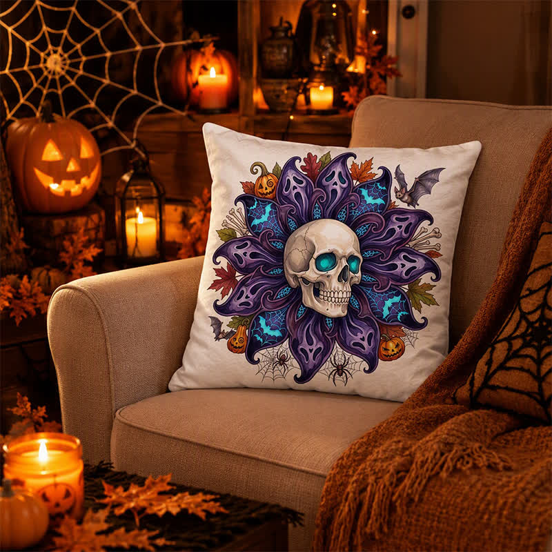 Nightfall Ghost Petal Skull Throw Pillow Cover - image 2