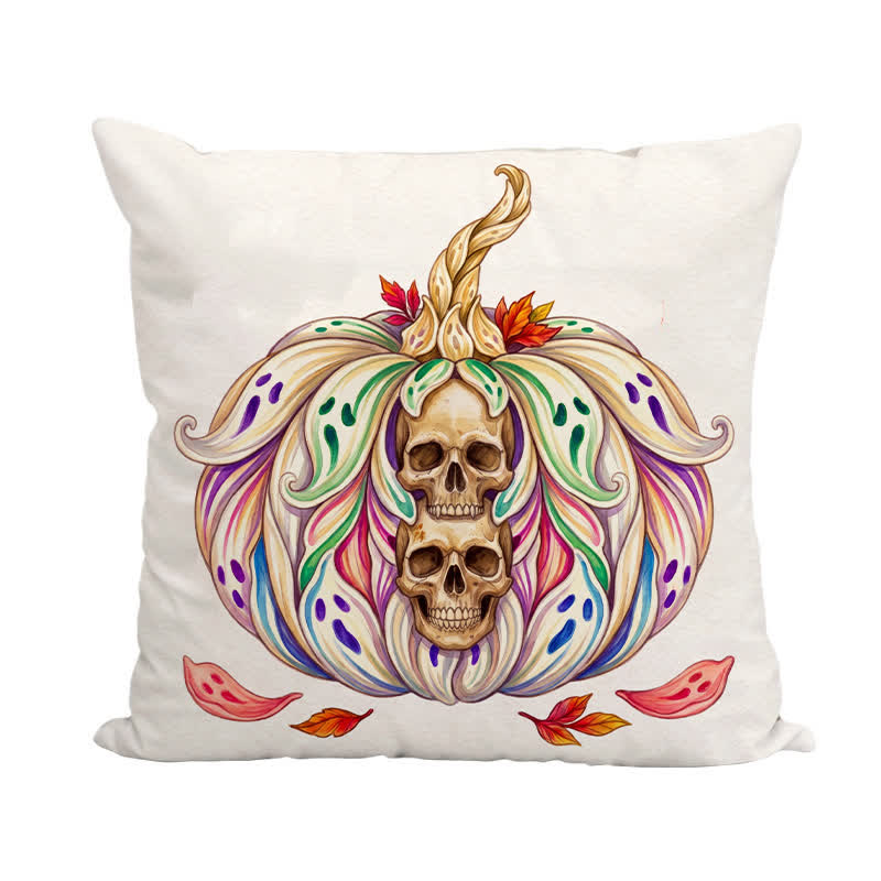 Mystical Twin Skull Pumpkin Throw Pillow Cover - image 4