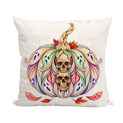 Mystical Twin Skull Pumpkin Throw Pillow Cover - image 4