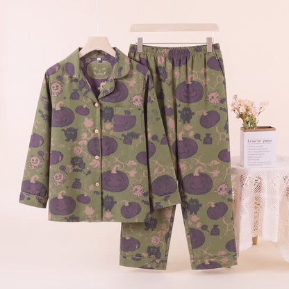 Whimsical Halloween Creature Pumpkin Loungewear Set - Green - XL - image 5