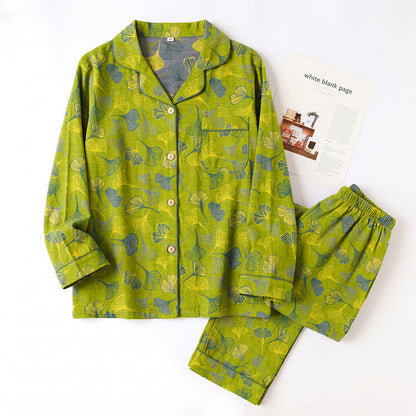 Nature‑Inspired Ginkgo Leaf Cotton Loungewear Set - image 2