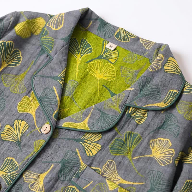 Nature‑Inspired Ginkgo Leaf Cotton Loungewear Set - image 9