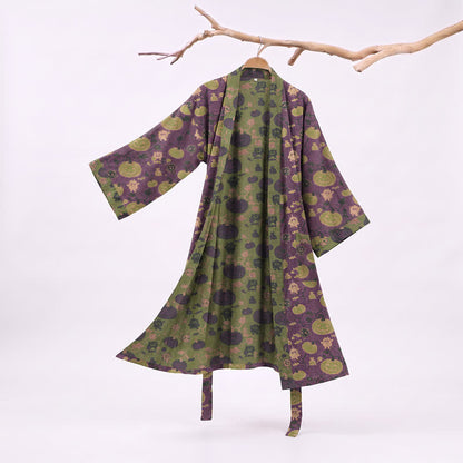 Halloween Pumpkin Monster Cotton Kimono Robe - Purple - XXL - image 0