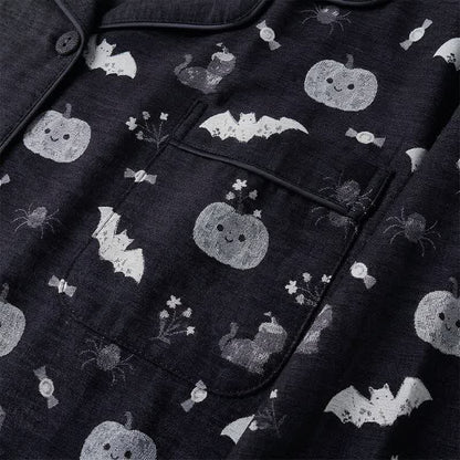 Halloween Pumpkin Bat Cotton Gauze Loungewear Set - image 4