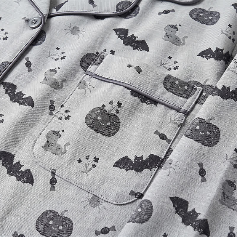 Halloween Pumpkin Bat Cotton Gauze Loungewear Set - image 9