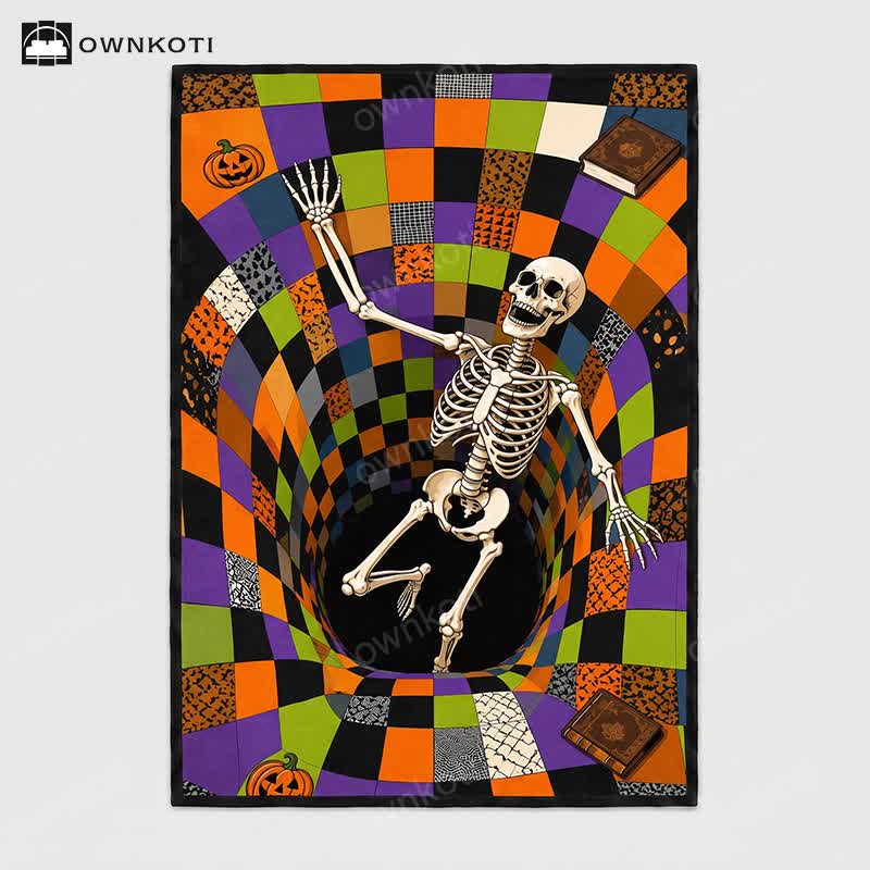 Falling Skeleton 3D Vortex Non-slip Area Rug - image 4