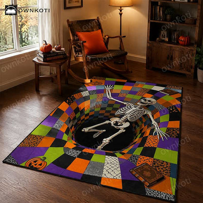 Falling Skeleton 3D Vortex Non-slip Area Rug - image 3