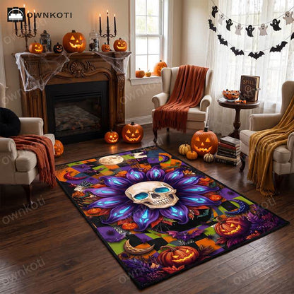 Halloween Gothic Skull Mandala Non-slip Area Rug - image 2
