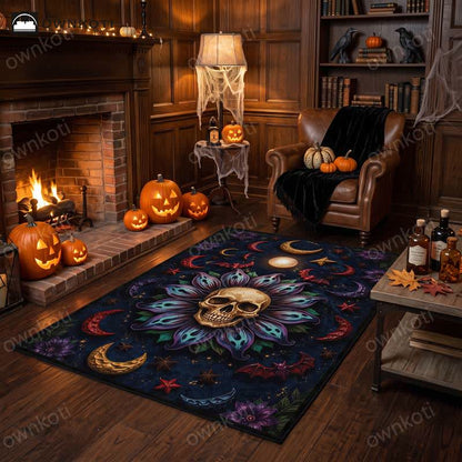 Celestial Gothic Skull Mandala Area Rug - image 2