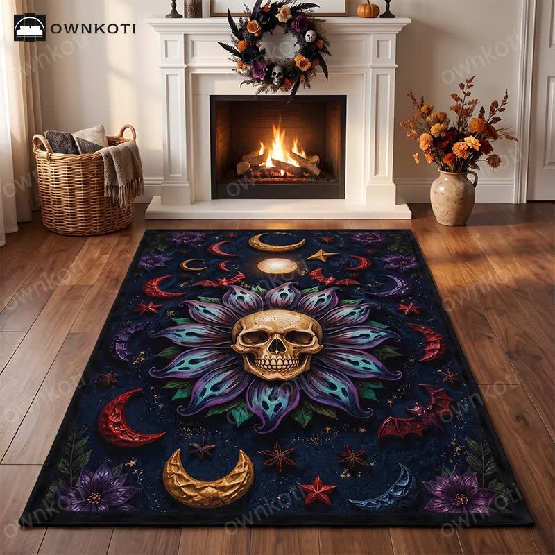 Celestial Gothic Skull Mandala Area Rug - image 3