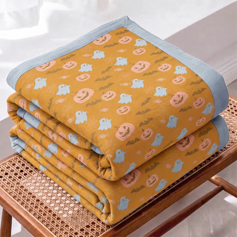 Reversible Halloween Pumpkin Ghost Cotton Blanket - image 1