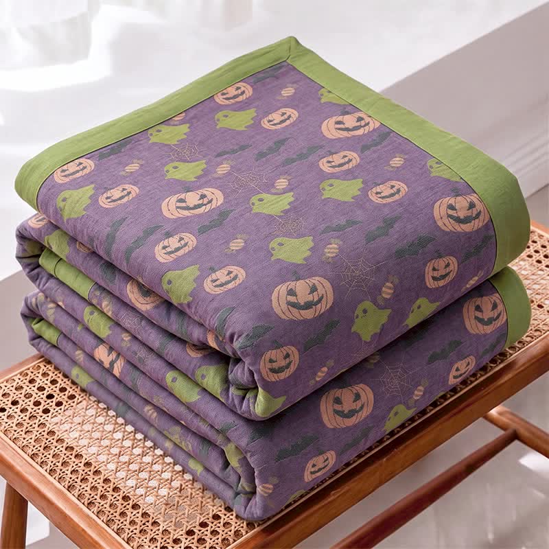 Reversible Halloween Pumpkin Ghost Cotton Blanket - image 37