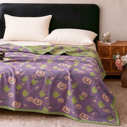 Reversible Halloween Pumpkin Ghost Cotton Blanket - image 2