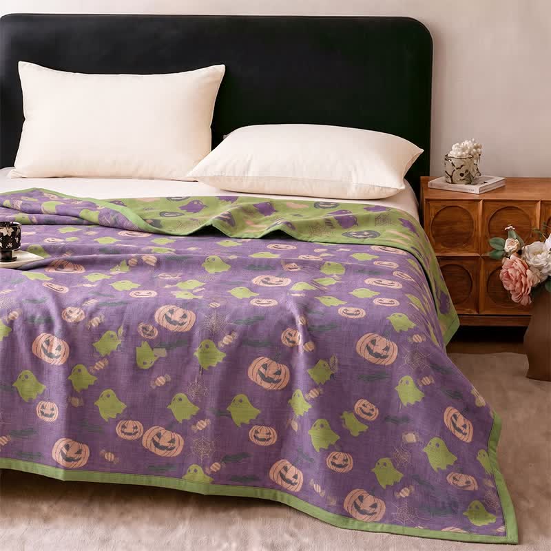 Reversible Halloween Pumpkin Ghost Cotton Blanket - image 38
