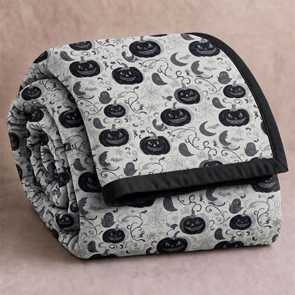 Halloween Pumpkin Ghost Reversible Cotton Blanket - White - Blanket - 98" x 94" - image 5