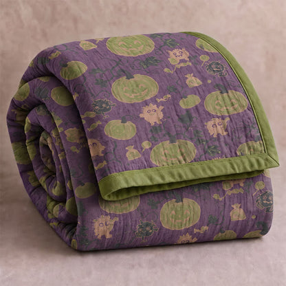 Halloween Monster Reversible Cotton Blanket - Purple - Blanket - 98" x 94" - image 0