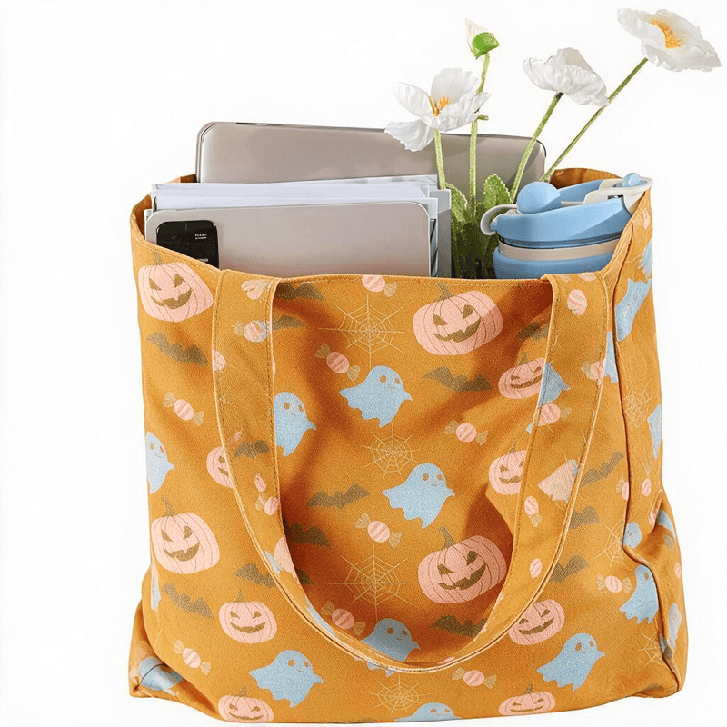 Multi‑Color Halloween Ghost Cotton Tote Bag - image 1