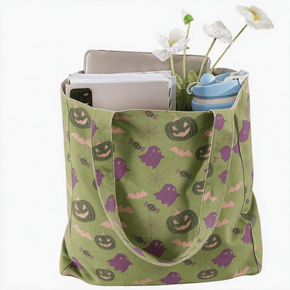 Multi‑Color Halloween Ghost Cotton Tote Bag - image 22