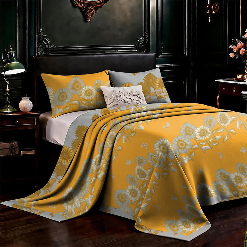 Sunflower Butterfly Cotton Gauze Reversible Bedspread - image 2