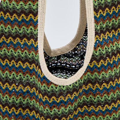 Green Wavy Stripe Tote Shoulder Bag - image 4