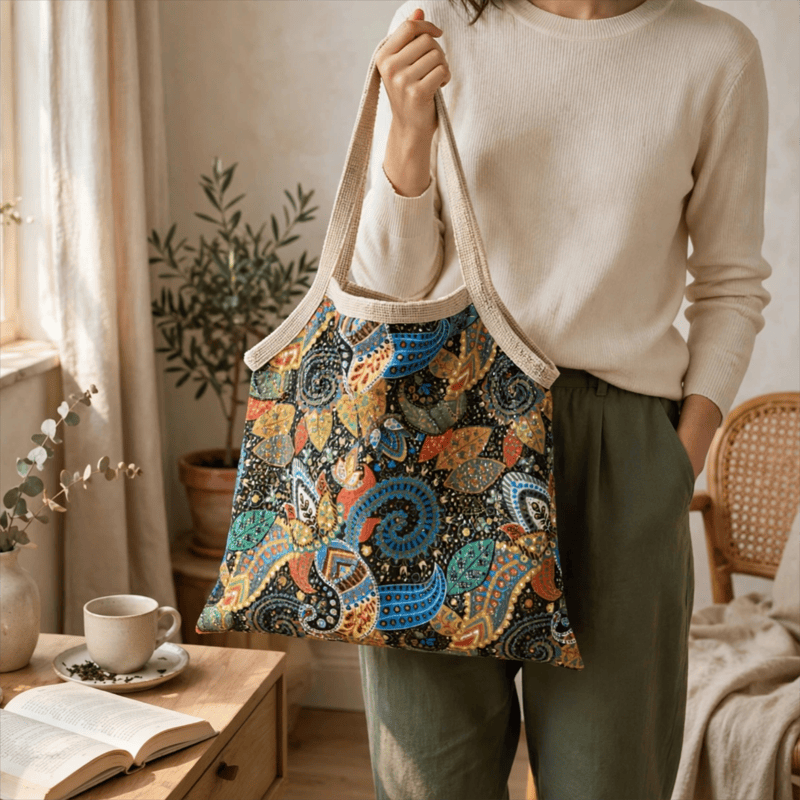 Bohemian Floral Tote Shoulder Bag - 16''W x 15''H - image 0