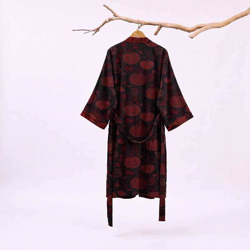 Red-Black Halloween Monster Cotton Kimono Robe - image 6