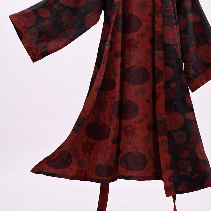 Red-Black Halloween Monster Cotton Kimono Robe - image 8