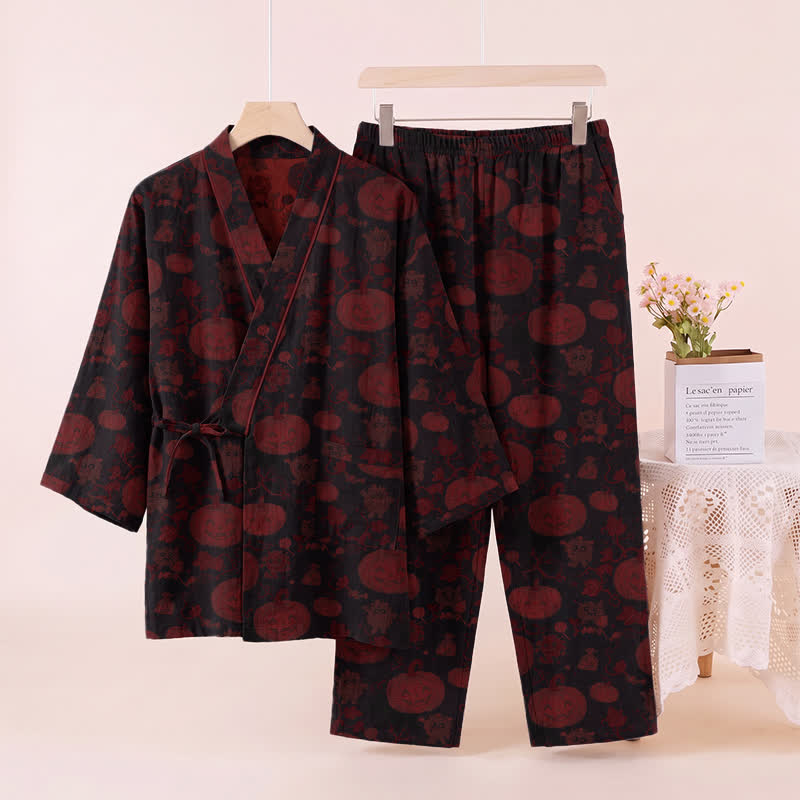 Halloween Pumpkin Cotton Kimono Pajama Set - image 8