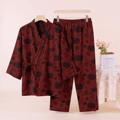 Halloween Pumpkin Cotton Kimono Pajama Set - image 2
