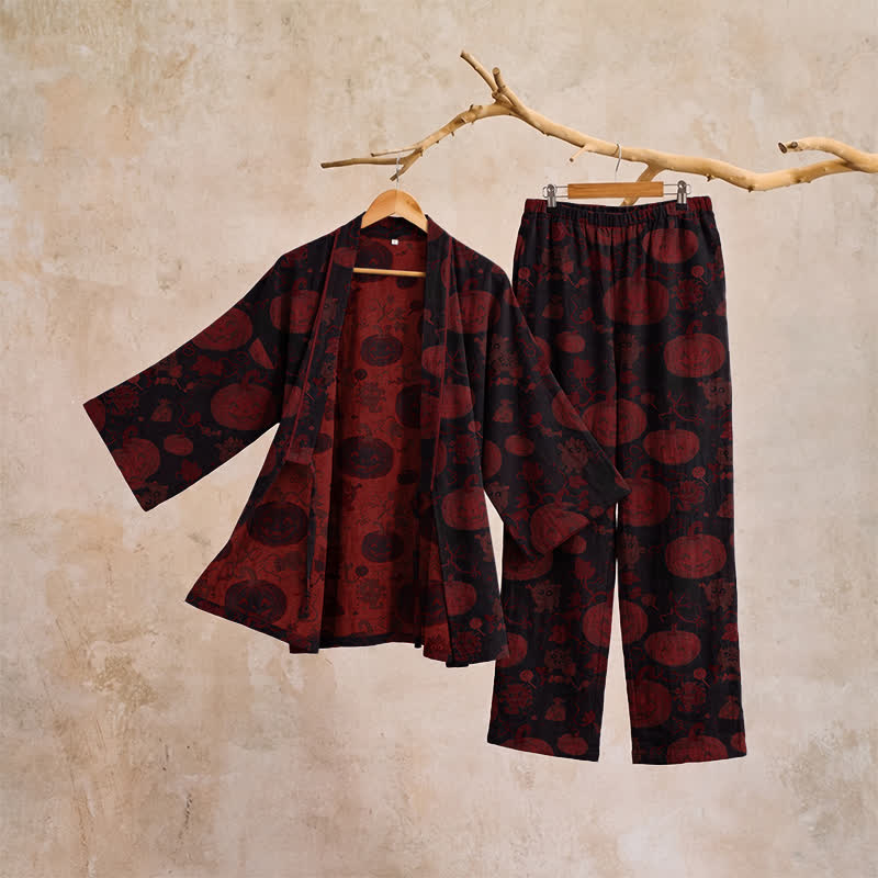Halloween Pumpkin Cotton Kimono Pajama Set - image 10