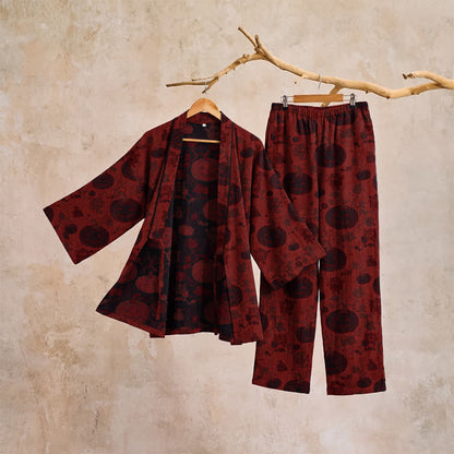 Halloween Pumpkin Cotton Kimono Pajama Set - image 4