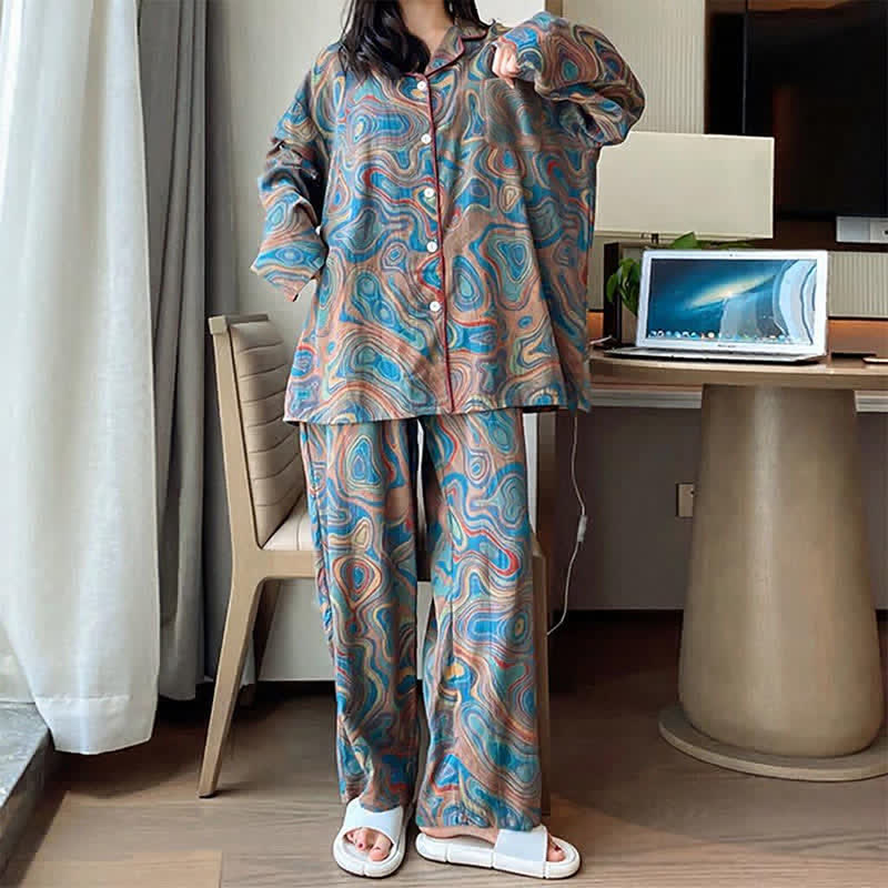 Plus Size Art Print Cotton Loungewear Set - image 0
