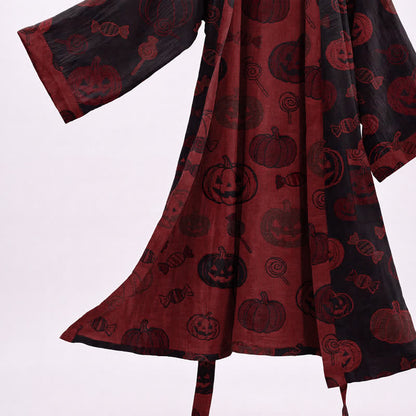 Spooky Pumpkin Candy Cotton Kimono Robe - image 8